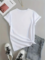 Kadın Kısa Kollu Palmiye Baskılı Viskon T-shirt - Görsel 4