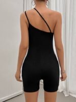 Kadın Asimetrik Askılı Mini Kaşkorse Bodycon Tulum - Görsel 8