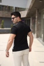 Erkek Polo Yaka Fermuar Detaylı Çizgili Tişört - Görsel 6