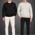 Erkek 2Li Bisiklet Yaka İçi Şardonlu 2 İplik Düz Uzun Kollu Regular Fit Sweatshirt - Siyah - Gri
