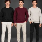 Erkek 3Lü Bisiklet Yaka İçi Şardonlu 2 İplik Düz Uzun Kollu Regular Fit Sweatshirt - Siyah - Bordo - Gri