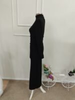 Kadın Uzun Kollu Balıkçı Yakalı Beli Büzgülü Uzun Modal Elbise - Görsel 5